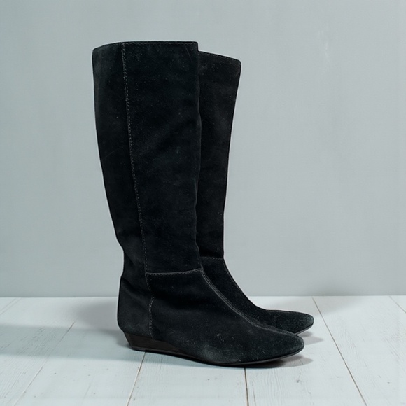 BCBGeneration Tall Suede Leather Pull-on Boot in Black Size 9 - Picture 2 of 11